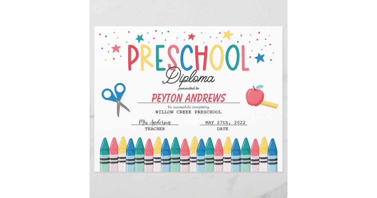 Preschool Graduation Certificate | Zazzle