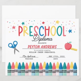Preschool Graduation Certificate | Zazzle