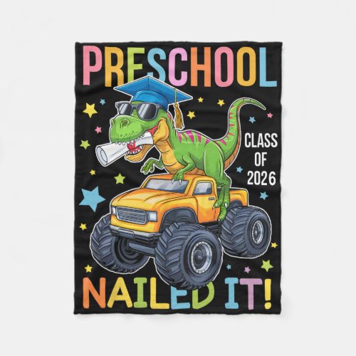 Preschool Graduation Cl Of 2025 Graduate Dinosaur  Fleece Blanket