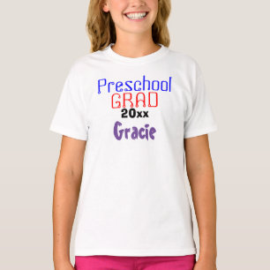 Preschool Graduation Colorful Purple Name T-Shirt