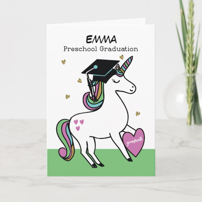 Preschool Graduation Congratulations Unicorn Card (Front)