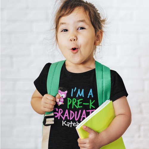 Preschool Graduation Girl Cute Pink Owl Custom Toddler T_shirt