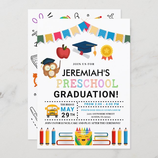 Preschool Graduation Invitation (Front/Back)