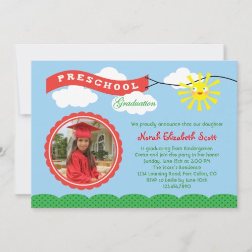 Preschool Graduation Photo Invitation
