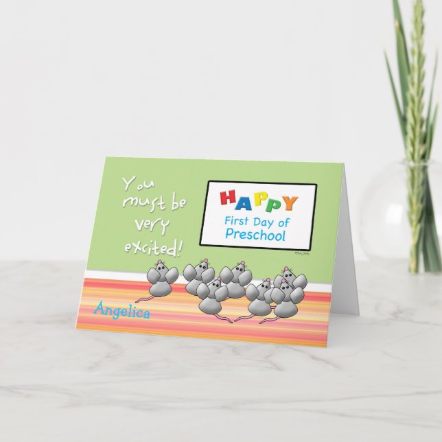 Preschool Happy First Day Mice and SMART Board Card (Front)