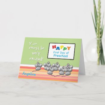Preschool Happy First Day Mice And Smart Board Card by PamJArts at Zazzle