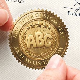 Preschool Homeschool Cute ABC Custom 3D Foil Gold Sticker