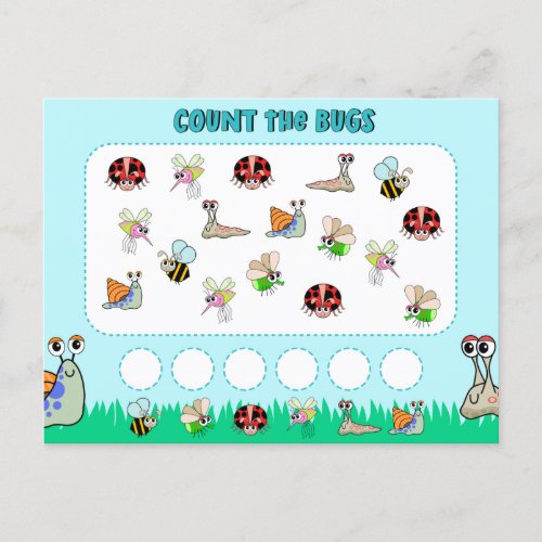Preschool Insect Counting Math Activity  Postcard
