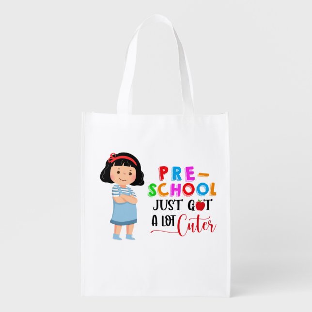 Preschool Just Got A Lot Cuter – Cute Girl Tote Ba (Front)