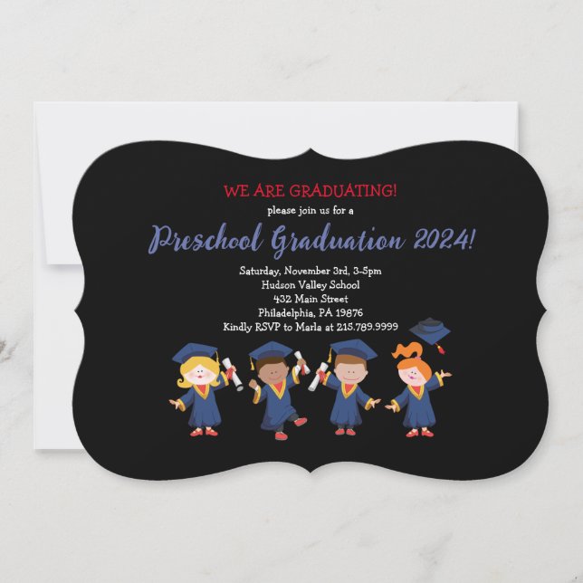 PRESCHOOL KINDERGARTEN Daycare Graduation Party Invitation (Front)