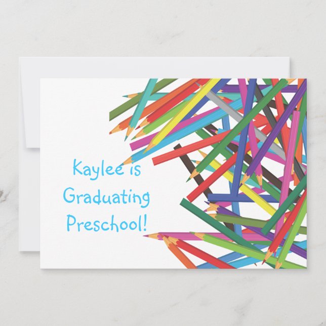 Preschool Kindergarten Graduation Colored Pencils Invitation (Front)