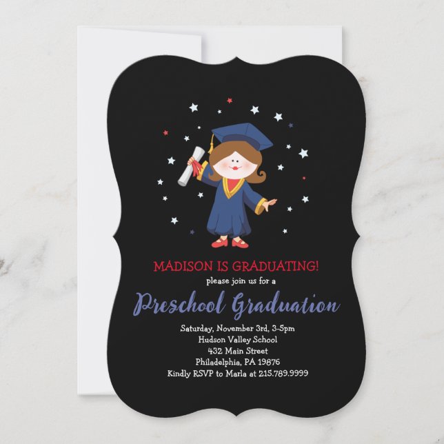 PRESCHOOL KINDERGARTEN Graduation Party Invitation (Front)