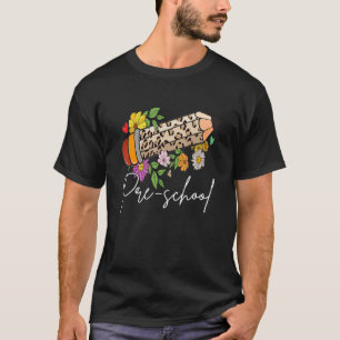 Preschool Leopard Pencil Flower Cute Teachers & Ki T-Shirt