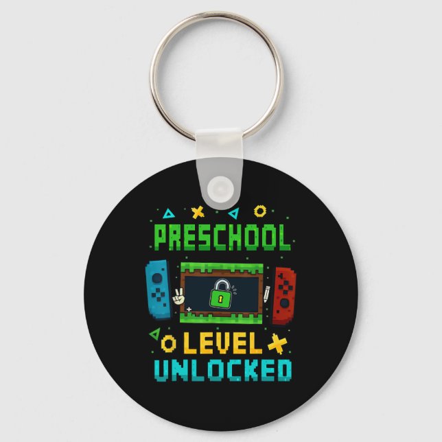 Preschool Level Unlocked Ck To School Pixel Art Ga Keychain (Front)