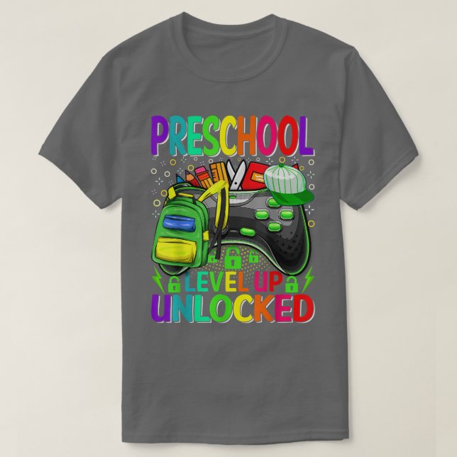 Preschool Level Up Unlocked Video Game Back To Sch T-Shirt (Design Front)