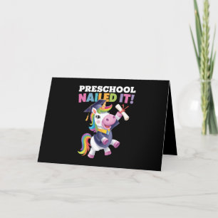 Preschool Nailed It Unicorn Graduation Cap Letterpress Thank You Card