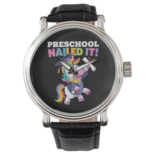 Preschool Nailed It Unicorn Graduation Cap Watch (Front)