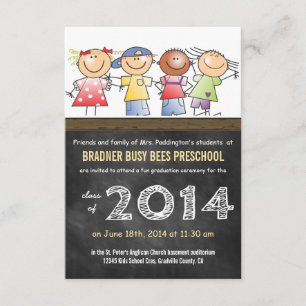 Preschool or Kindergarten Class Chalkboard Grad Invitation