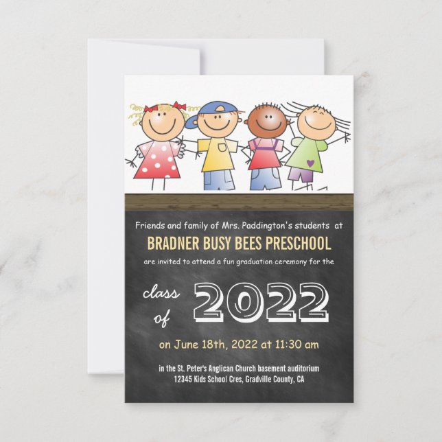Preschool Pre-K Graduation Class of 2022 Invitation (Front)