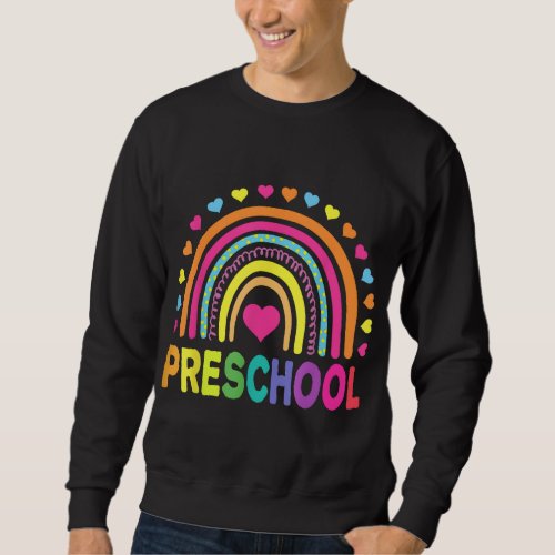 Preschool Rainbow Girls Boys Kids Teacher Back To  Sweatshirt