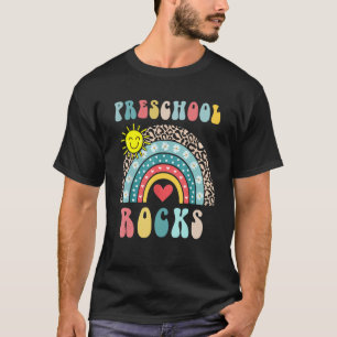 Preschool Rocks Cute Rainbow Heart First Day Of Sc T-Shirt