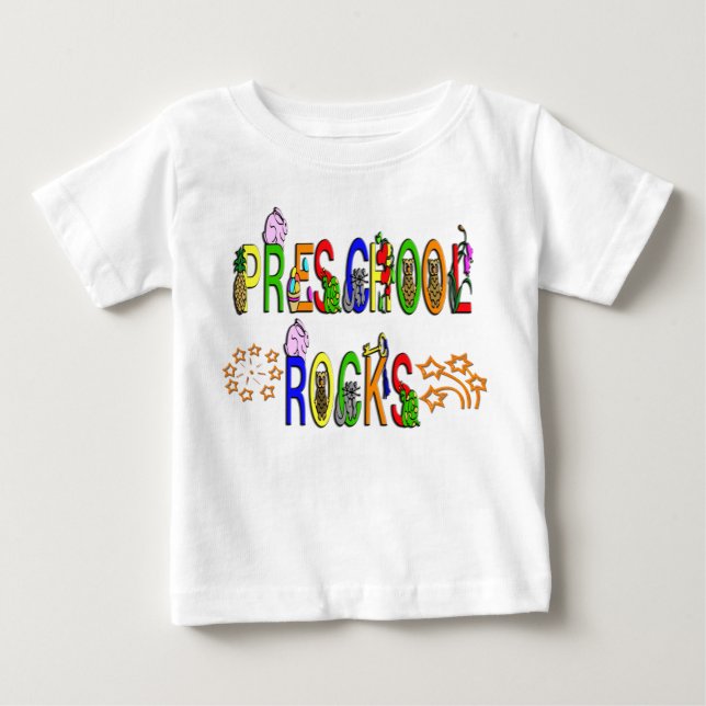 Preschool Rocks - Stars Baby T-Shirt (Front)