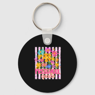 Preschool squad teacher floral back to school keychain