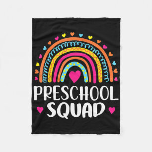 Preschool Squad Teacher Fun Rainbow Lover Back To Fleece Blanket