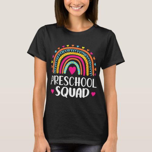 Preschool Squad Teacher Funny Rainbow Lover Back T T_Shirt