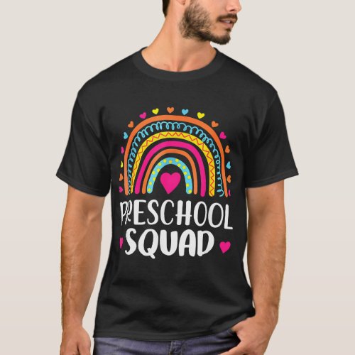 Preschool Squad Teacher Funny Rainbow Lover Back T T_Shirt