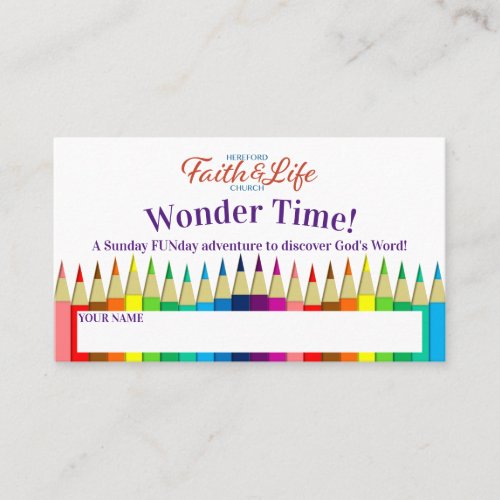 Preschool Sunday School Youth Incentive Punch Business Card