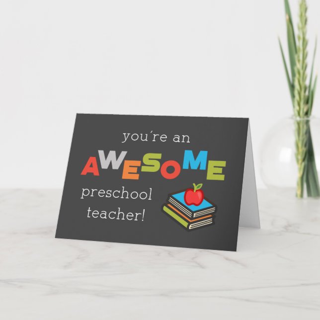 Preschool Teacher Appreciation Day Books Awesome Card (Front)