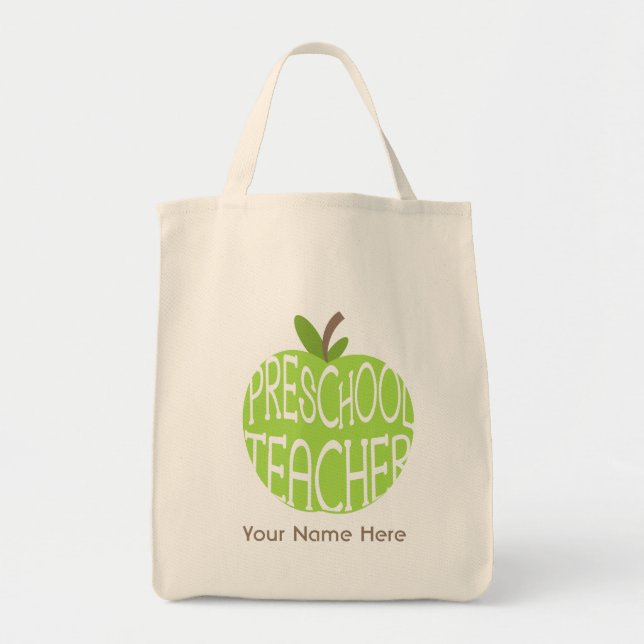 Preschool Teacher Bag - Green Apple (Front)