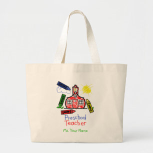Preschool Teacher Bag - Schoolhouse and Crayons