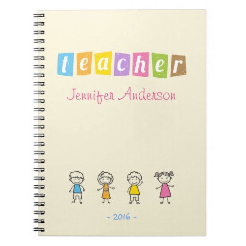 Preschool Teacher Cute Pencil Illustrations Notebook