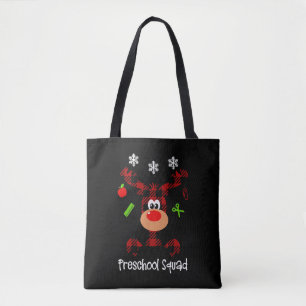 Preschool Teacher Cutest Reindeer Squad Christmas Tote Bag