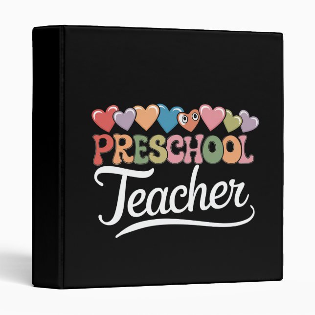 Preschool Teacher First Day Groovy Back To School  3 Ring Binder (Front/Spine)