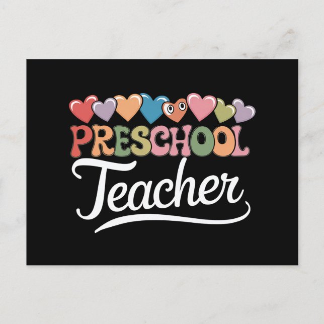 Preschool Teacher First Day Groovy Back To School  Postcard (Front)