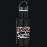 Preschool Teacher First Day Groovy Back To School  Stainless Steel Water Bottle<br><div class="desc">Preschool Teacher First Day Groovy Back To School</div>