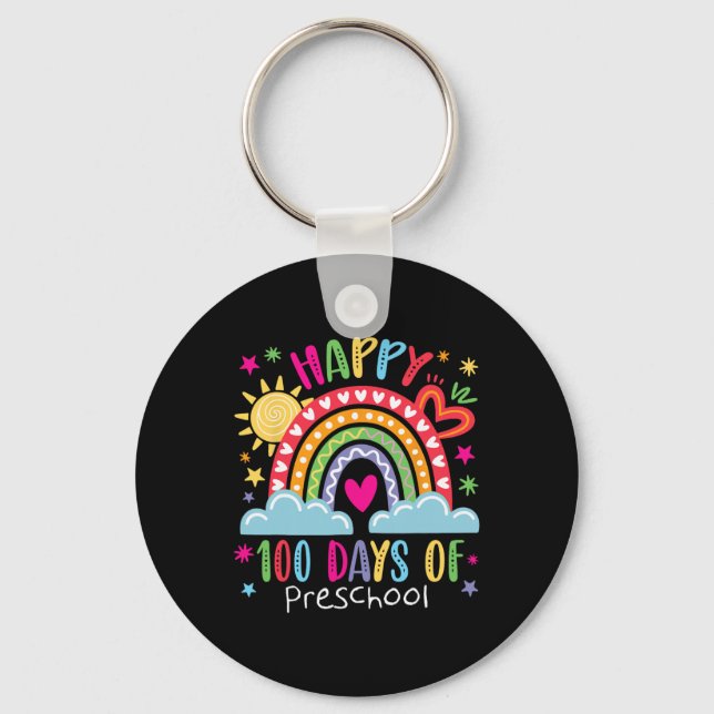 Preschool Teacher Girls Kids Rainbow 100 Days Of S Keychain (Front)