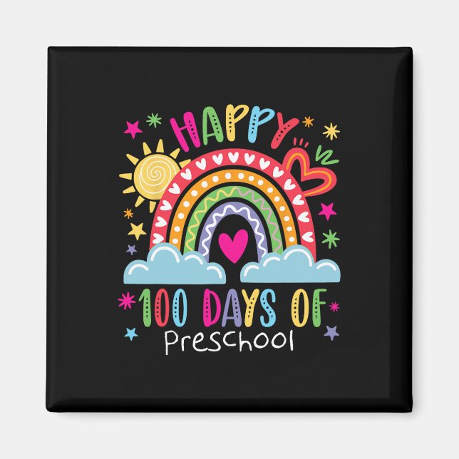 Preschool Teacher Girls Kids Rainbow 100 Days Of S Magnet (Front)