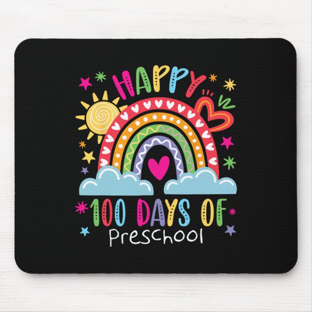 Preschool Teacher Girls Kids Rainbow 100 Days Of S Mouse Pad (Front)