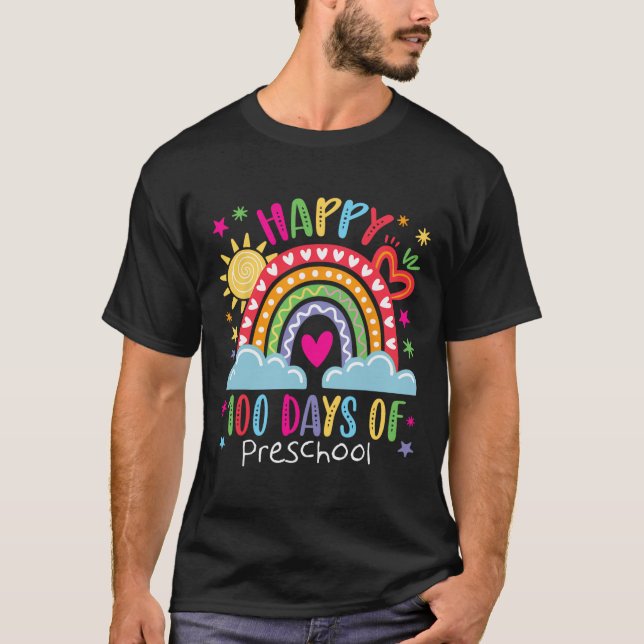 Preschool Teacher Girls Kids Rainbow 100 Days Of S T-Shirt (Front)