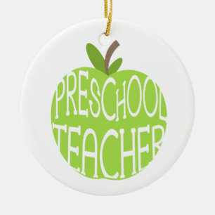 Preschool Teacher Green Apple Ornament