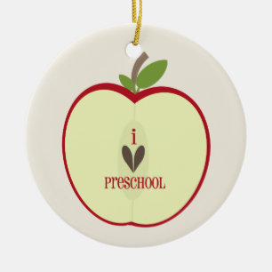 Preschool Teacher Ornament - Red Apple Half
