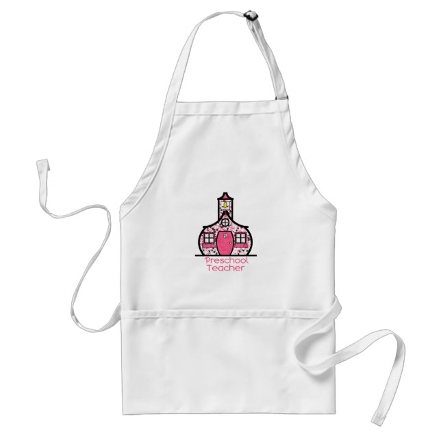 Preschool Teacher Paint Splatter Schoolhouse Adult Apron (Front)