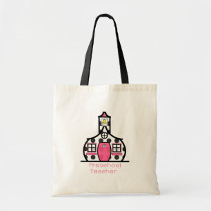 Preschool Teacher Polka Dot Schoolhouse Tote Bag