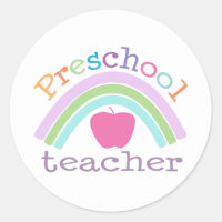 Preschool Teacher Rainbow Classic Round Sticker