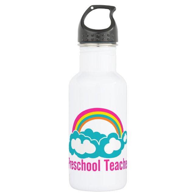 Preschool Teacher Rainbow Cloud Stainless Steel Water Bottle (Front)