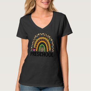 Preschool Teacher Rainbow Leopard Back To School T-Shirt